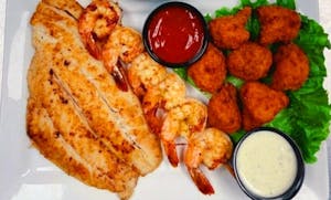 Order Fish & Shrimp Dinner (1 Side) food online from Chill N Grill Xpress store, Summerville on bringmethat.com