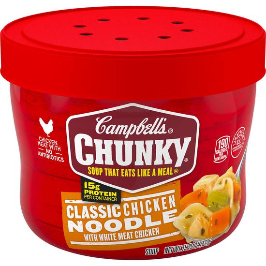 Order Campbell's Chunky Soup, Classic Chicken Noodle Soup, 15.25 Oz Microwavable Bowl food online from CVS store, SAN ANTONIO on bringmethat.com