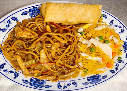 Order D1. Chicken Lo Mein Dinner Special  food online from Red Apple Chinese Restaurant store, Waterloo on bringmethat.com