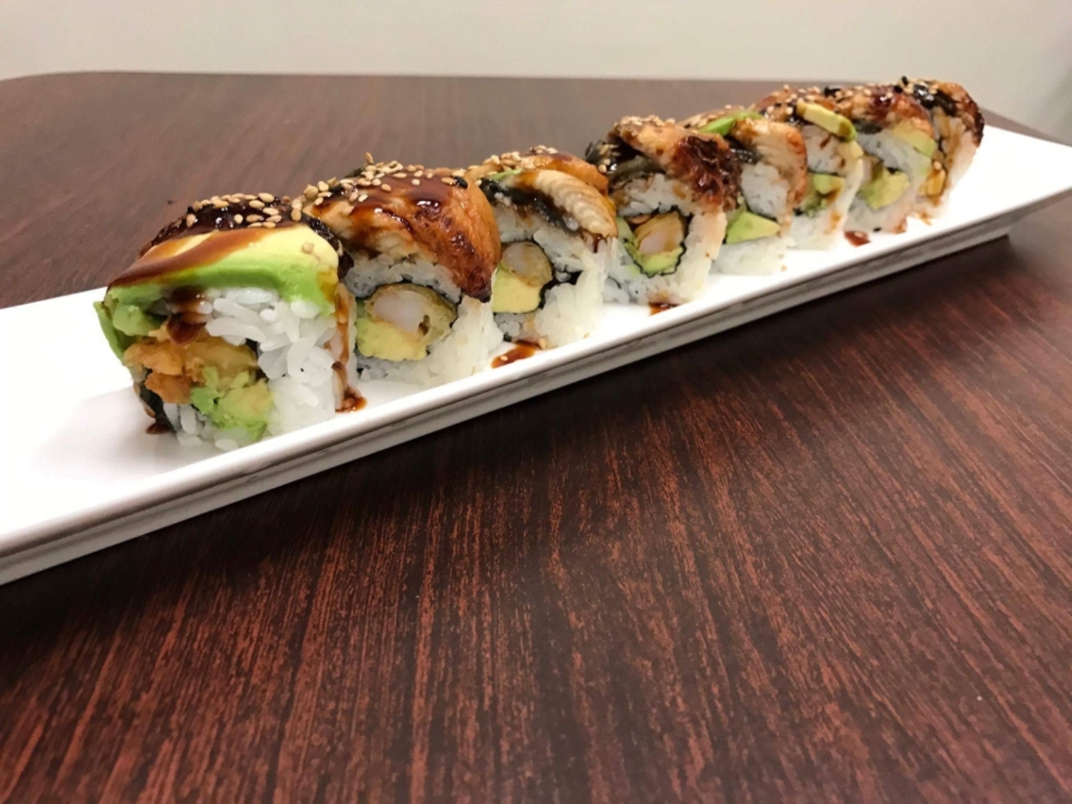 Order Dragon Roll food online from Asakuma Sushi Delivery store, Los Angeles on bringmethat.com