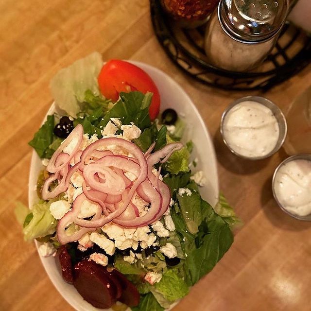 Order Greek Salad food online from Bennys Pizza Restaurant store, Westland on bringmethat.com