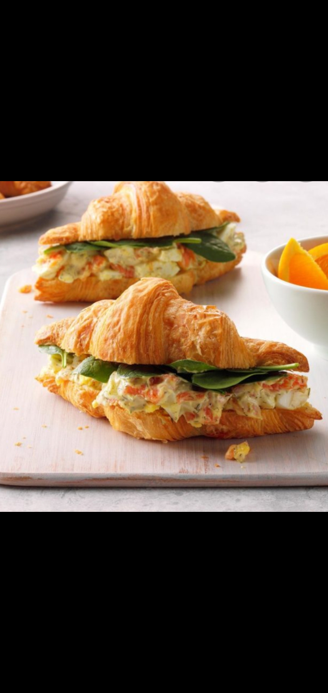 Order Classic Egg Salad & Nova Smoked Salmon With Baby Spinach Gourmet Croissant Sandwich  food online from American Gourmet Foods Deli store, New York on bringmethat.com