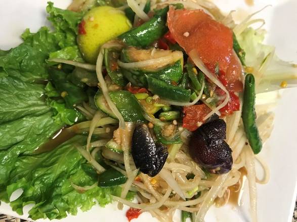 Order Laos Papaya Salad food online from Aroy Thai Kitchen store, Las Vegas on bringmethat.com