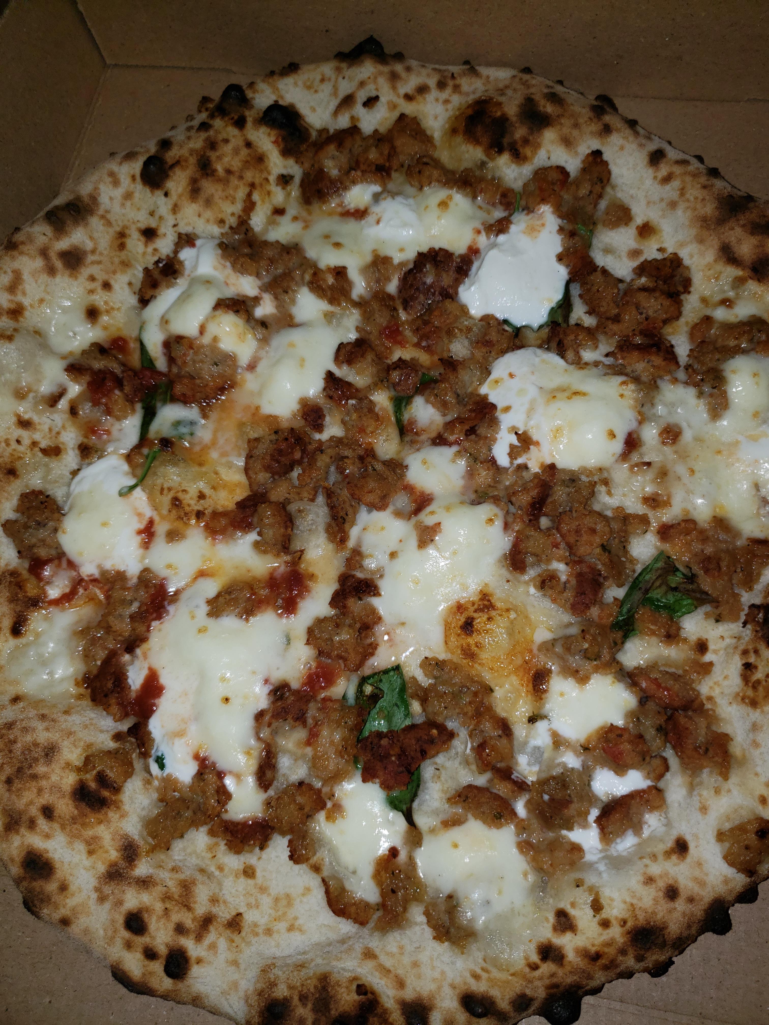Order Meatball Pizza 12" (4 Slices)  (This Pie is White, No Sauce) food online from Naples Street Food store, Oceanside on bringmethat.com