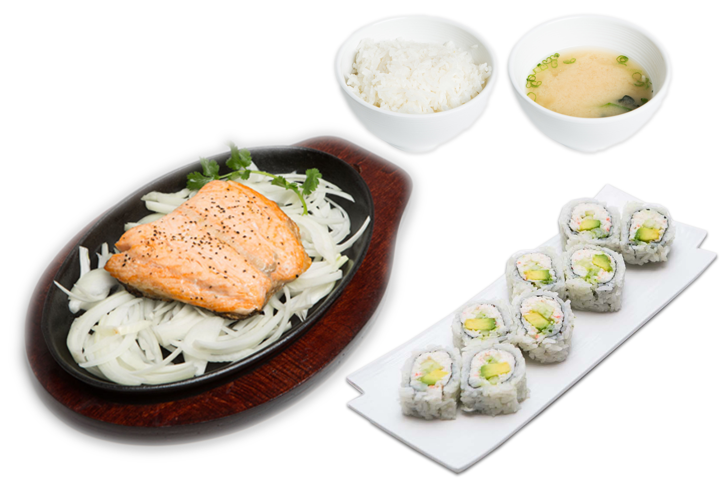 Order ENTREE: Salmon Teriyaki and California Roll food online from Kaiba Japanese Restaurant store, Monterey Park on bringmethat.com