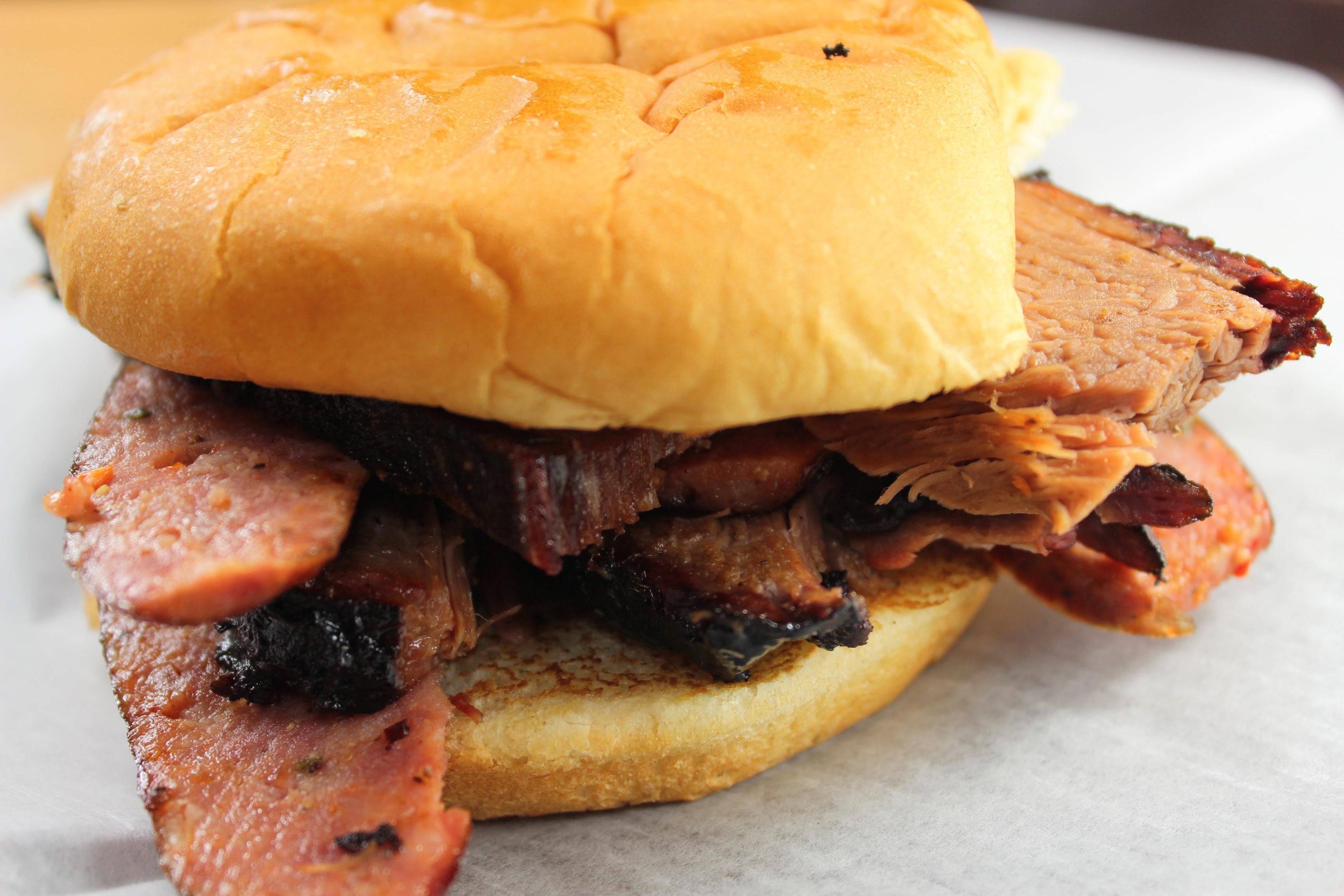 Order 2 Meat Sandwich food online from Mckenzie's Barbeque store, Conroe on bringmethat.com