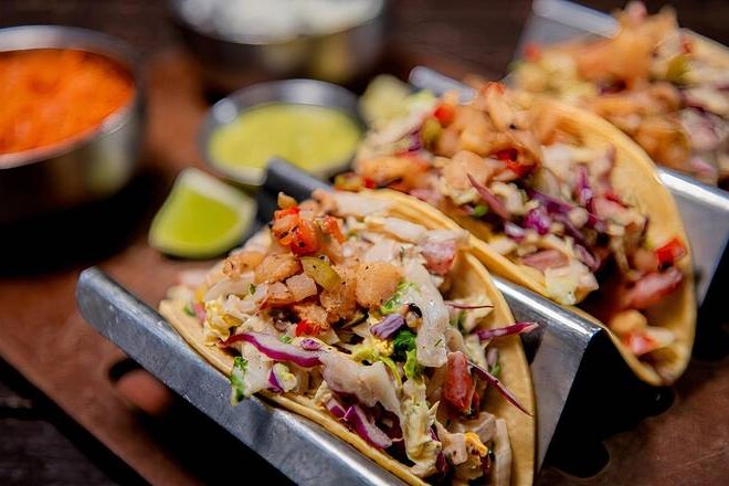 Order Baja Shrimp Tacos food online from Zocalo store, Atlanta on bringmethat.com