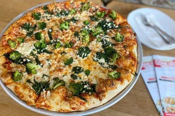 Order Broccoli Spinach Feta Pizza food online from Veggie Crust store, Brookline on bringmethat.com
