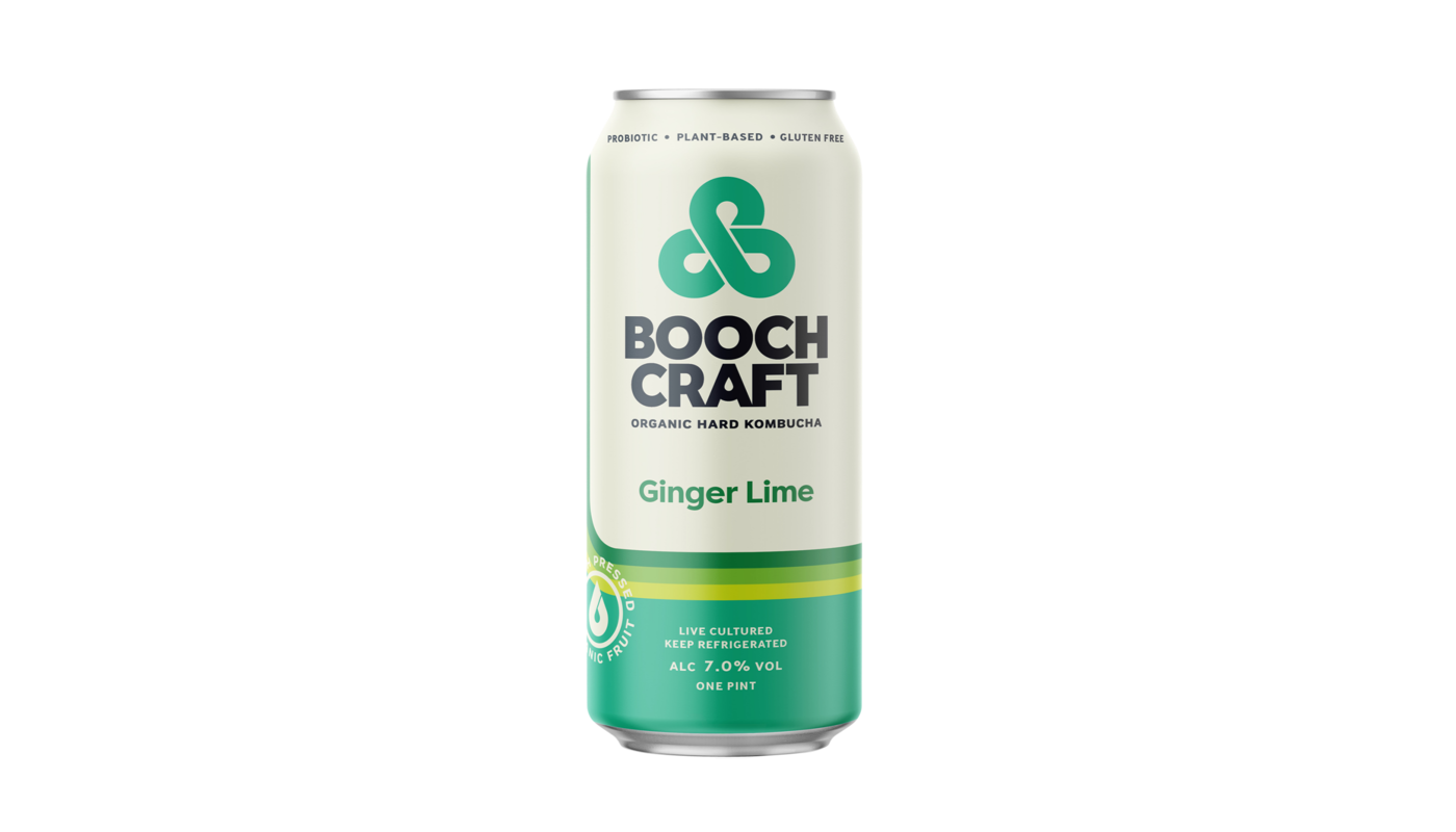 Order Boochcraft Ginger Lime Organic Hard Kombucha 16oz Can food online from Dimension Liquor store, Lake Forest on bringmethat.com