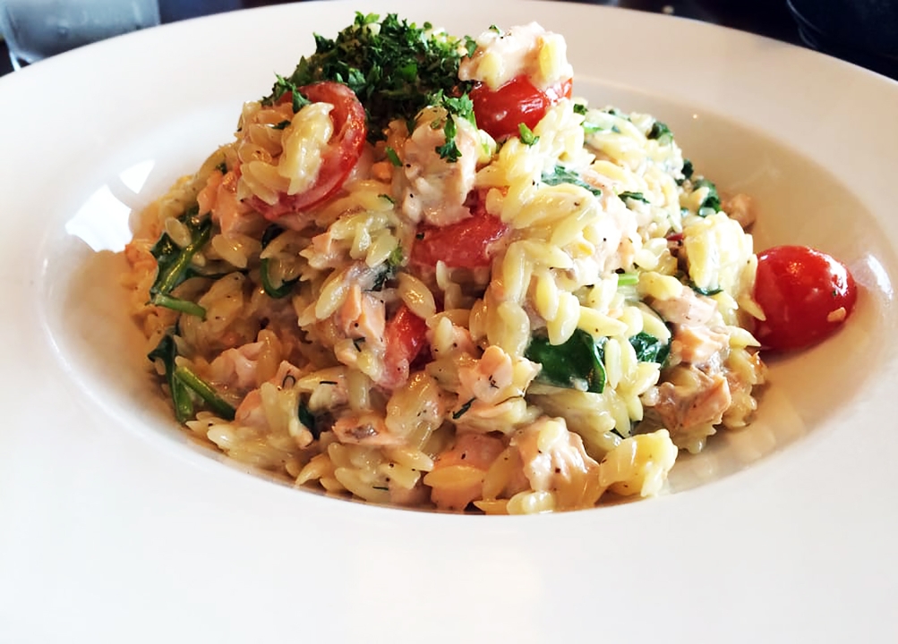 Order ORZO SALMON food online from Jack Restaurant And Bar store, San Mateo on bringmethat.com