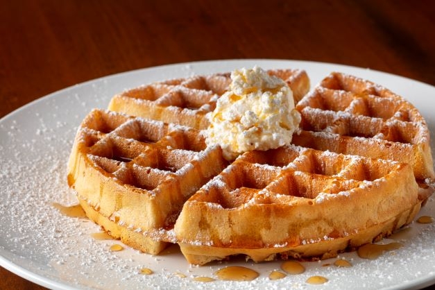 Order Belgian Waffle with Butter & Syrup food online from Off Street Cafe store, Cerritos on bringmethat.com