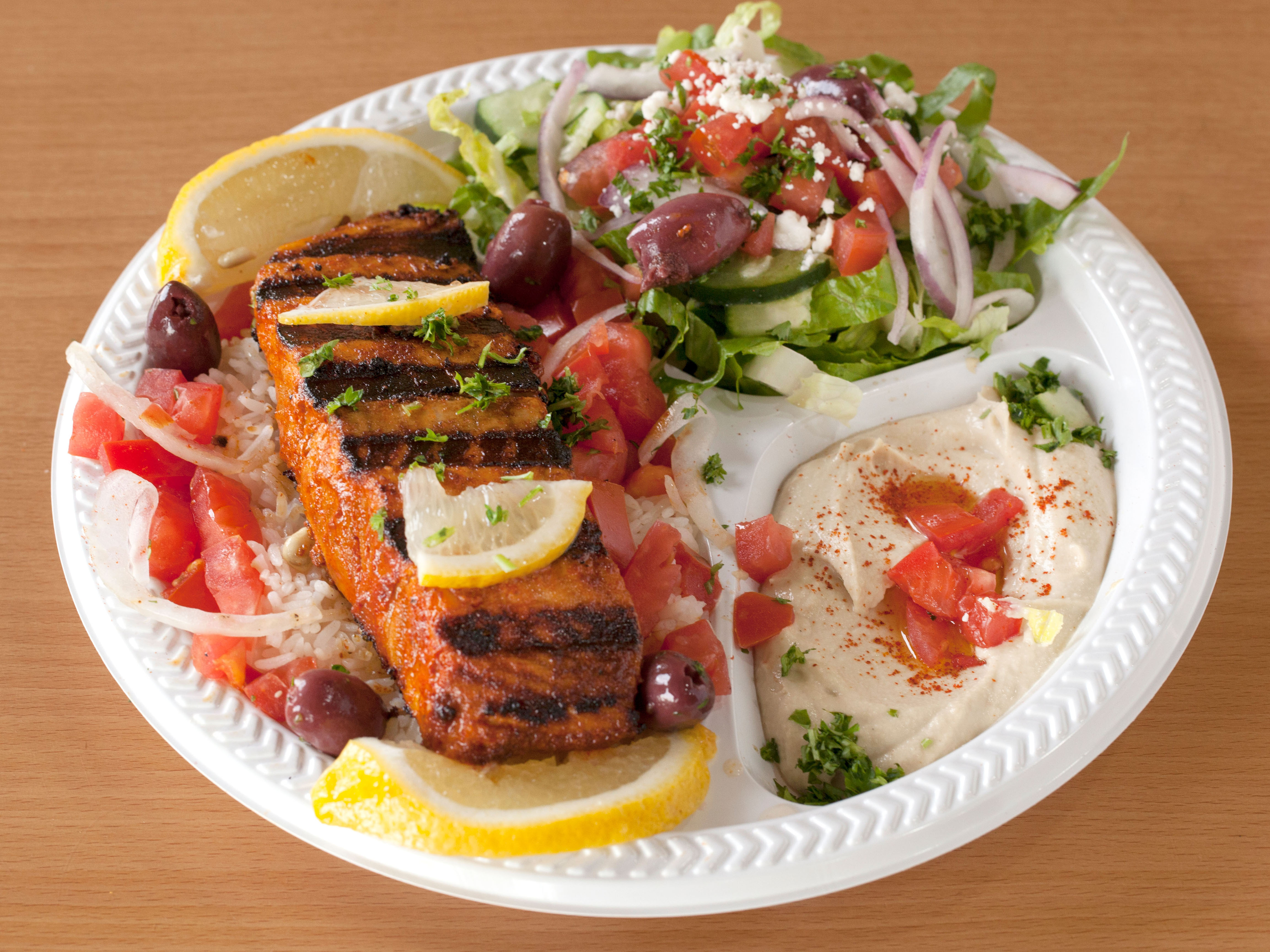 Order Grilled Salmon Plate food online from Aristo store, El Segundo on bringmethat.com