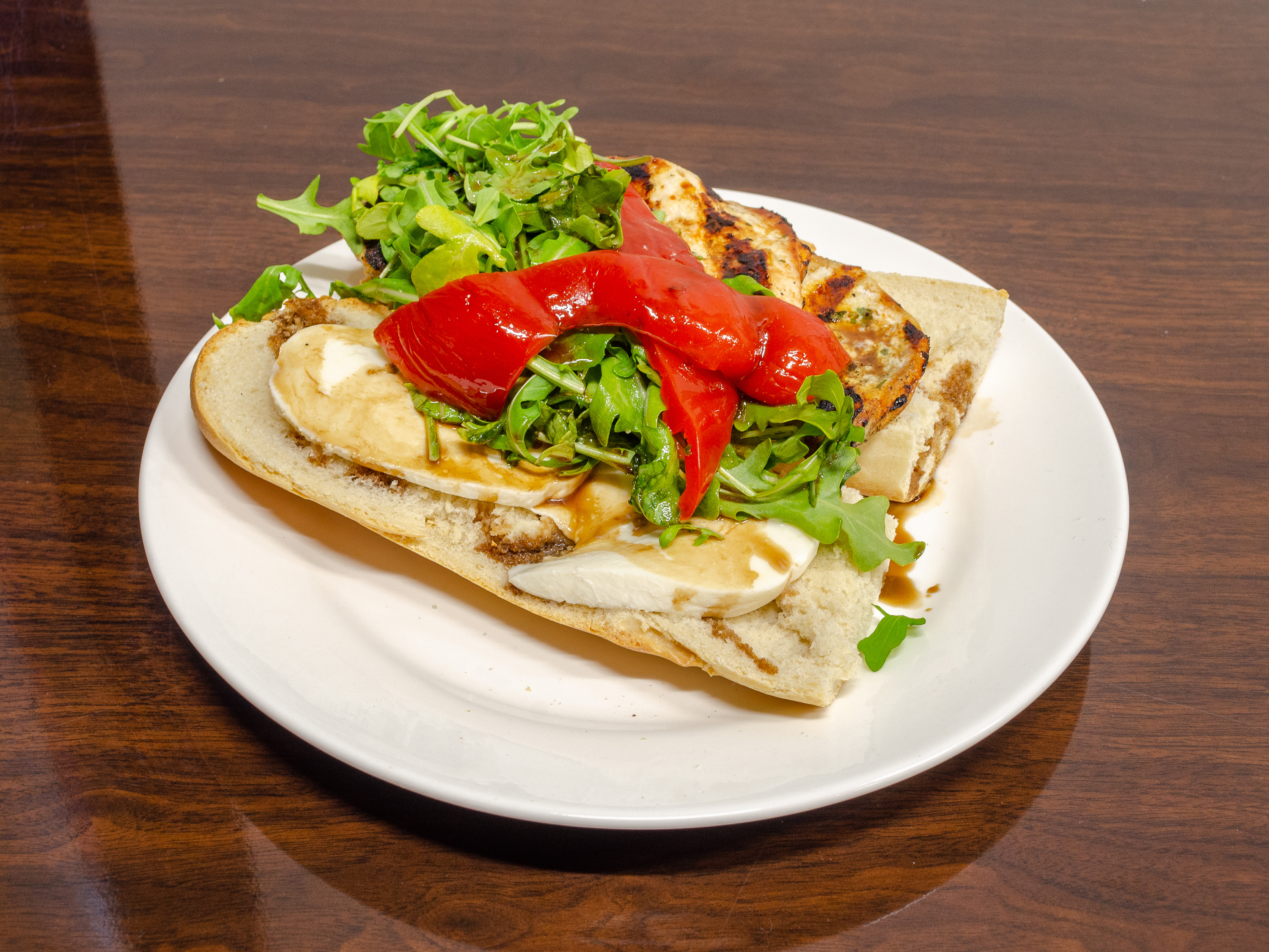 Order Chicken Arugula Roasted Red Pepper wrap food online from Plates Cafe store, Fairview on bringmethat.com