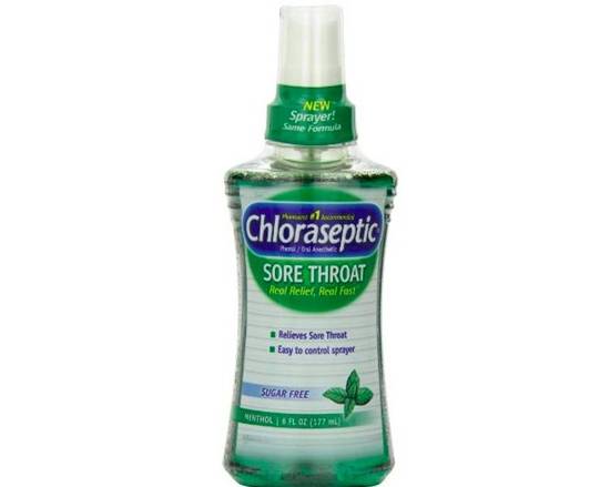 Order Chloraseptic Sore Throat Menthol 6 oz food online from McLean Ave Pharmacy store, Yonkers on bringmethat.com