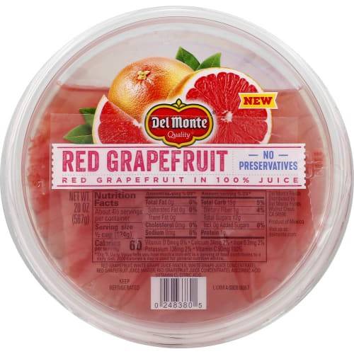 Order Del Monte · Red Grapefruit in 100% Juice (20 oz) food online from Shaw's store, Londonderry on bringmethat.com