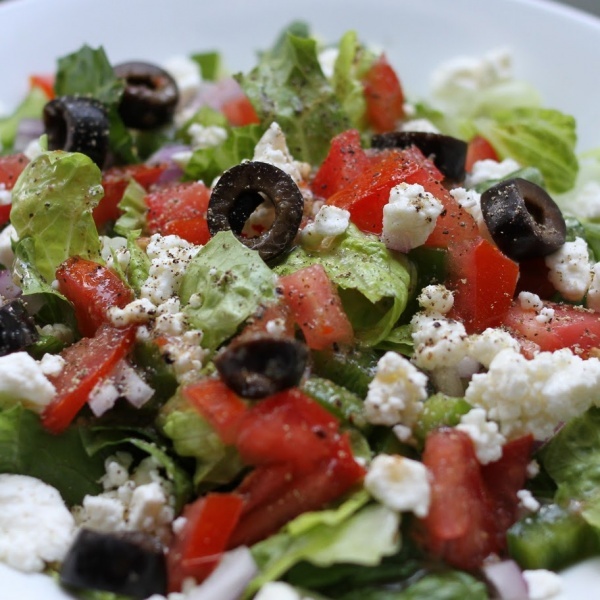 Order Greek Salad food online from Ameci Pizza & Pasta store, Granada Hills on bringmethat.com