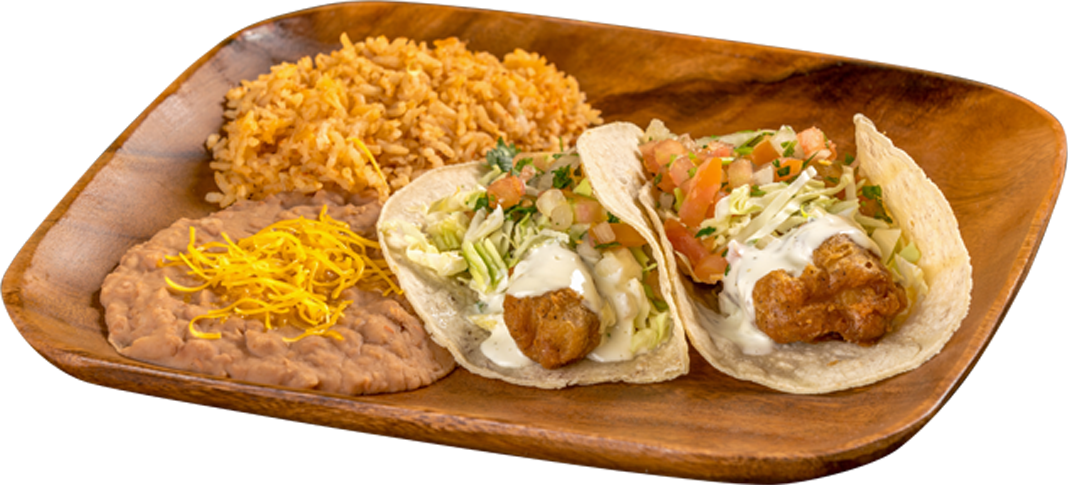 Order 16. Two Fish Tacos Combination Platter food online from Filibertos Mexican Food store, Mesa on bringmethat.com