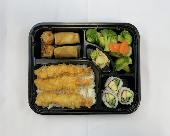 Order Bento 5 - Shrimp Tempura food online from Sushi Time store, Boston on bringmethat.com