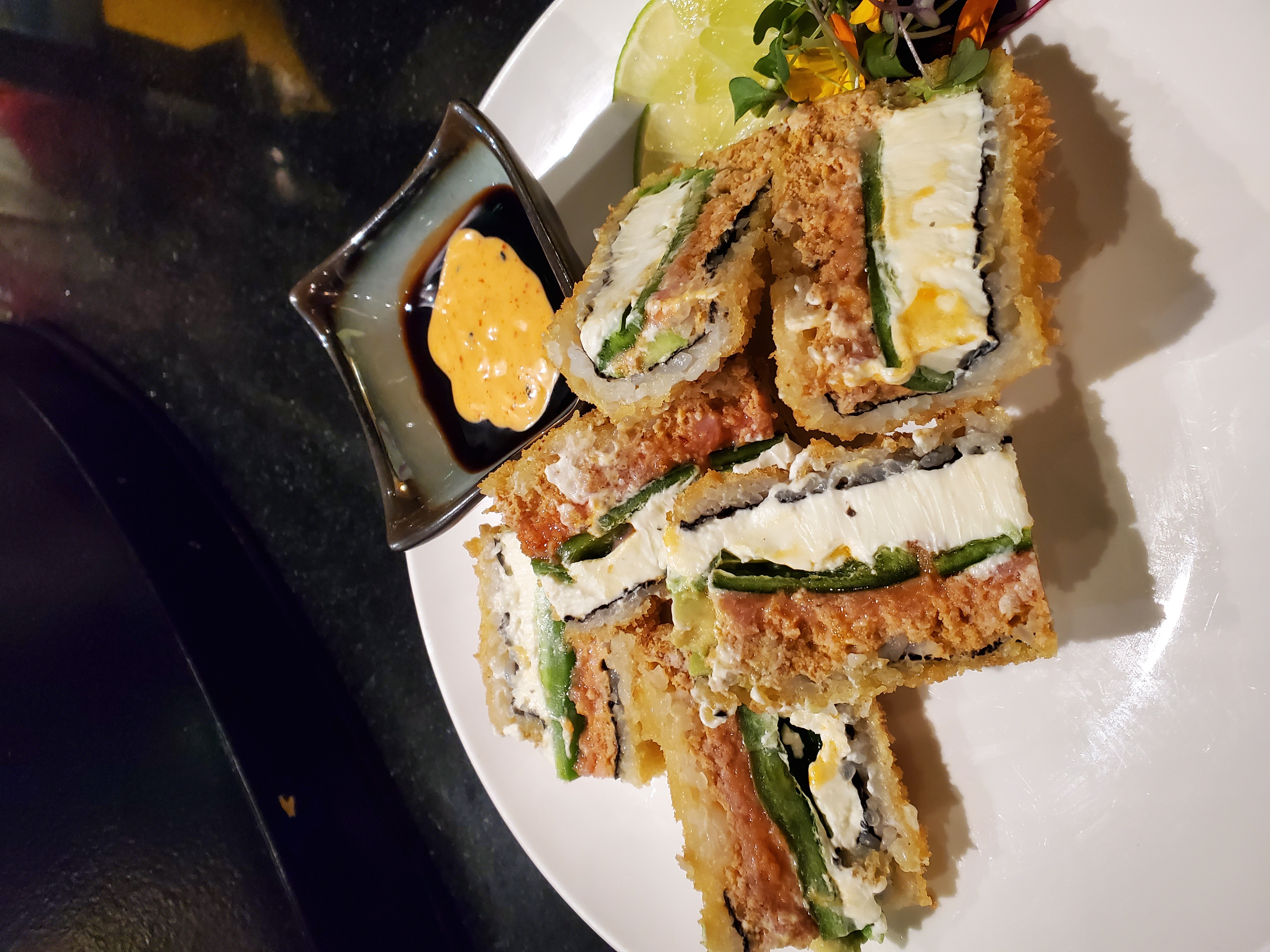 Order Tempura Jalapeno Roll food online from Kiku Sushi store, Los Angeles on bringmethat.com
