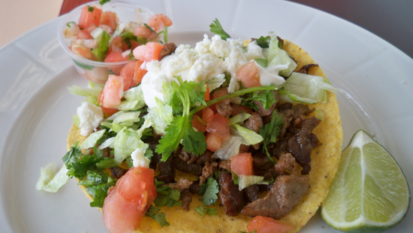 Order Chopped Steak Tostada food online from Taco Sur (del sur) store, Lake Worth on bringmethat.com