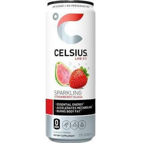 Order Celsius - Sparkling Strawberry Guava food online from IV Deli Mart store, Goleta on bringmethat.com