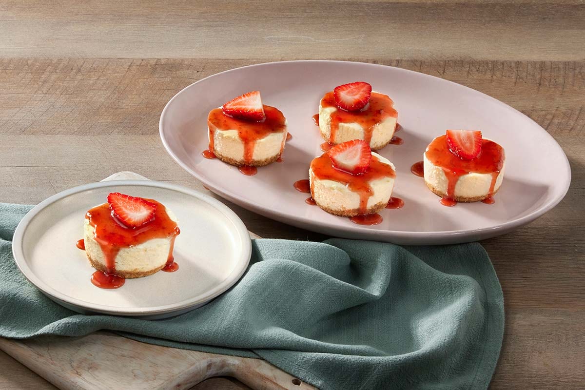 Order Mini Strawberry Cheesecakes food online from Cracker Barrel store, Santa Maria on bringmethat.com