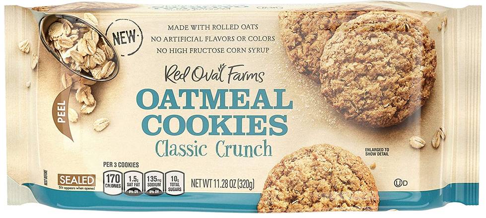 Order Red Oval Farms Classic Crunch Oatmeal Cookies food online from Deerings Market store, Traverse City on bringmethat.com