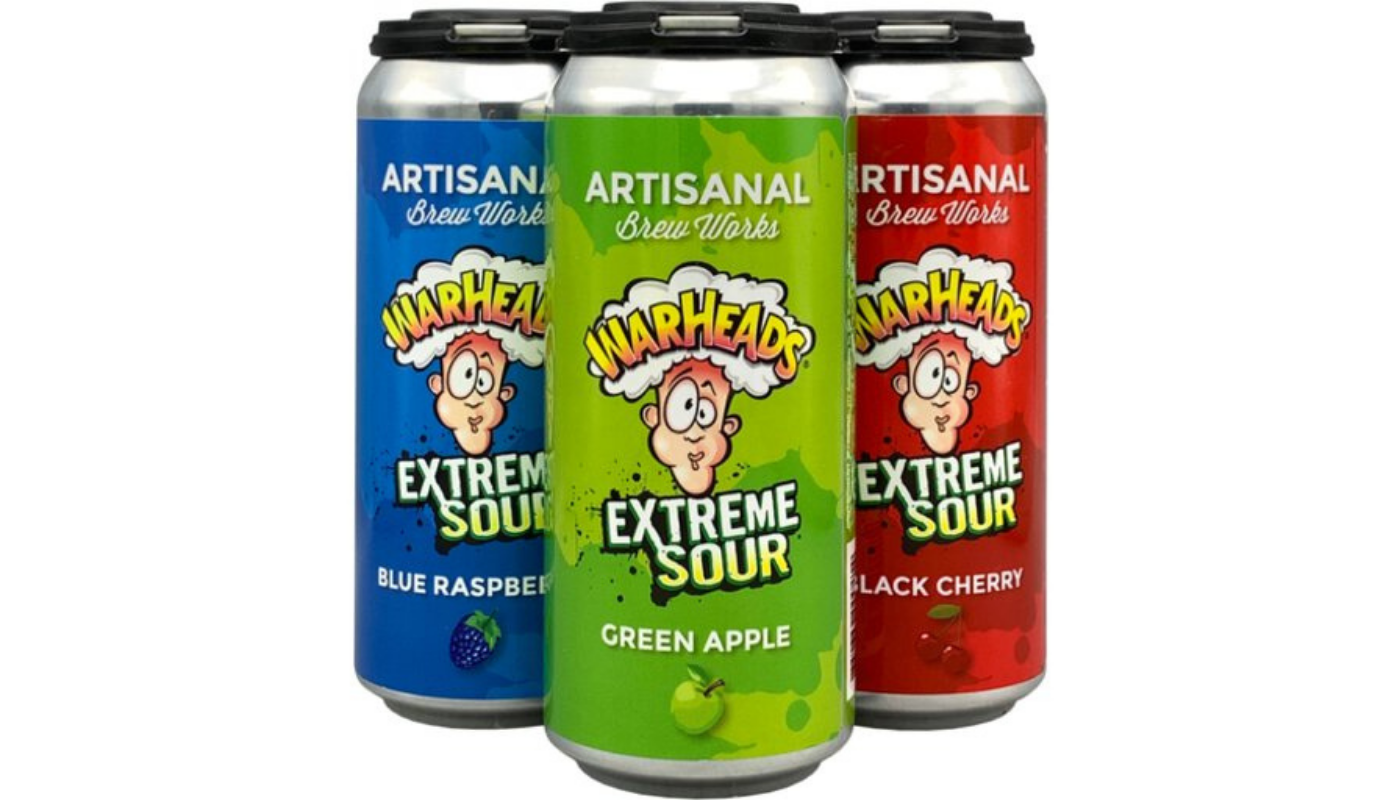 Order Artisanal Brew Works Warheads Sour Mix Pack 4 Pack 16oz Cans 5% AbV food online from Circus Liquor store, Los Angeles on bringmethat.com