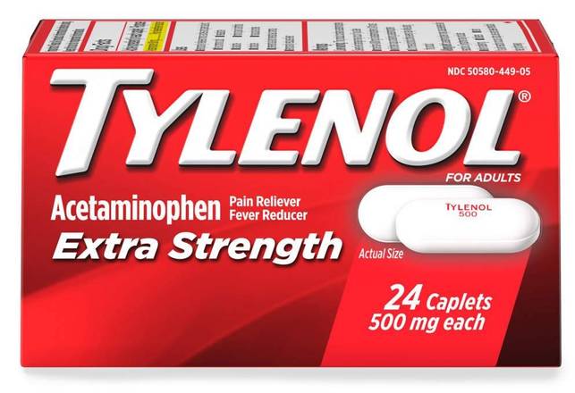 Order Extra Strength Caplets with 500 mg Acetaminophen, 24 ct food online from Divine Wine and Spirits store, San Diego on bringmethat.com