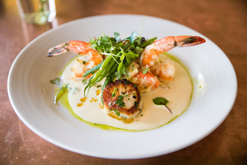 Order Seared Scallops and  Shrimp Duo food online from Parc Bistro-Brasserie store, San Diego on bringmethat.com