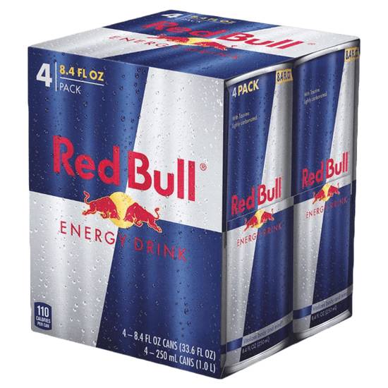 Order Red Bull Energy Drink 4 Pack 8.4oz food online from Casey's General Store store, Omaha on bringmethat.com