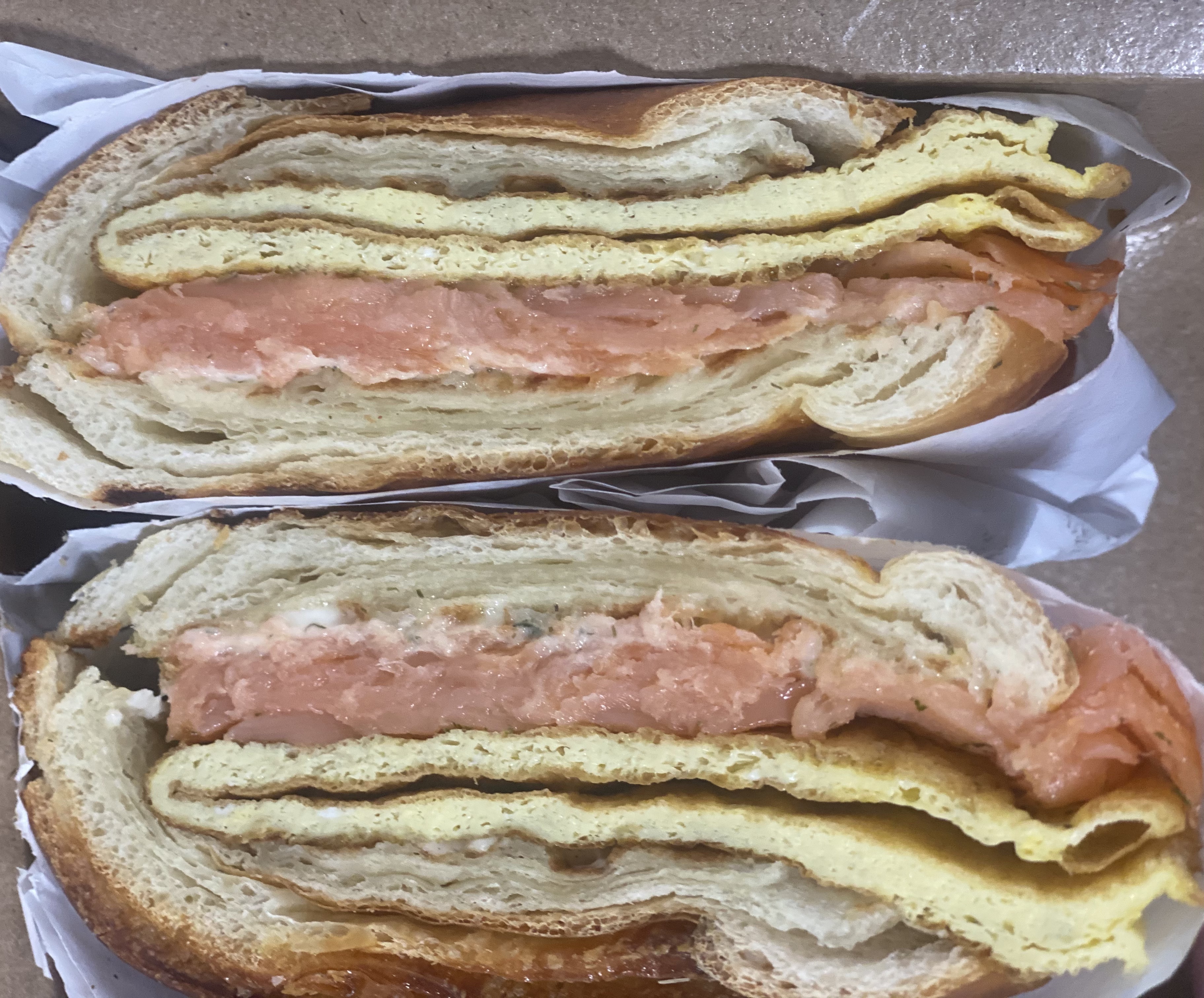 Order Salmon and omelet croissant food online from Pastries By Edie store, Canoga Park on bringmethat.com