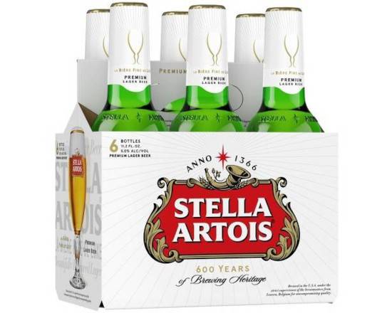 Order Stella Artois 6 pk Bottles food online from Pit Stop Liquor Mart store, El Monte on bringmethat.com