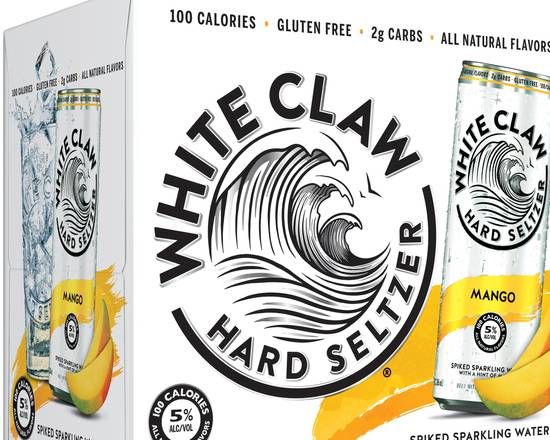 Order White Claw Mango, 6pk-12oz can hard seltzer (5.0% ABV) food online from Ogden Wine & Spirit store, Naperville on bringmethat.com
