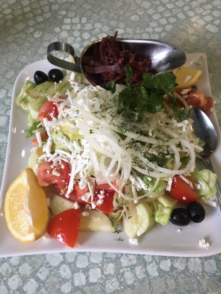 Order Greek Salad food online from Ocean View Cafe store, Brooklyn on bringmethat.com