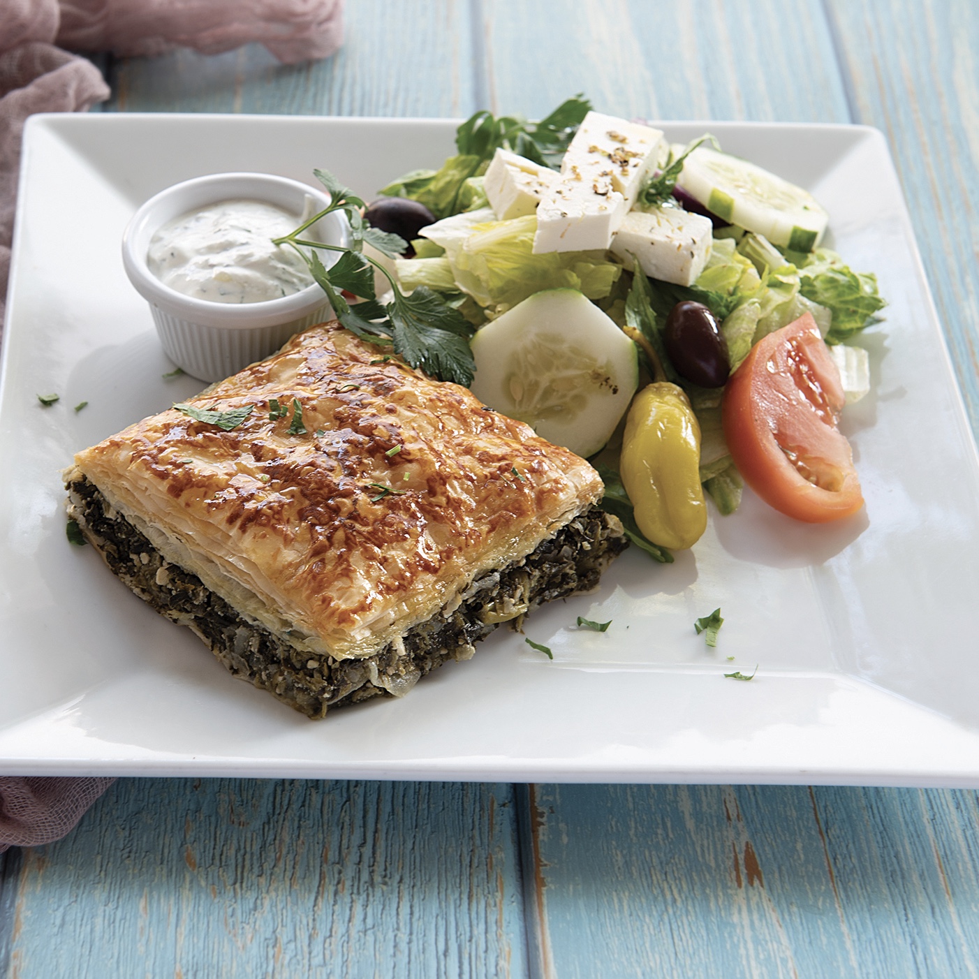Order Spinach Pie with Salad Combo food online from Yummy Gyro store, Willston Park on bringmethat.com