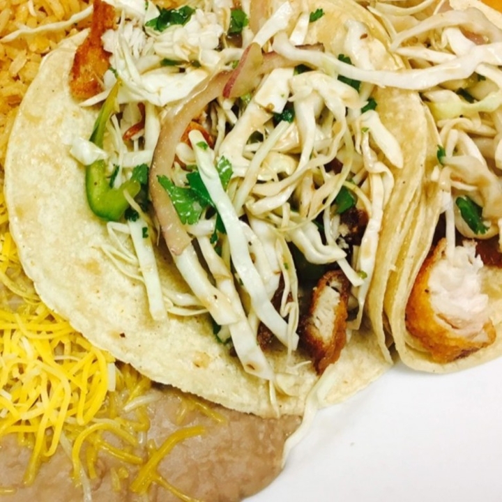 Order #9 - Fish or Shrimp Tacos food online from Cancun Fiesta Fresh store, Kansas City on bringmethat.com