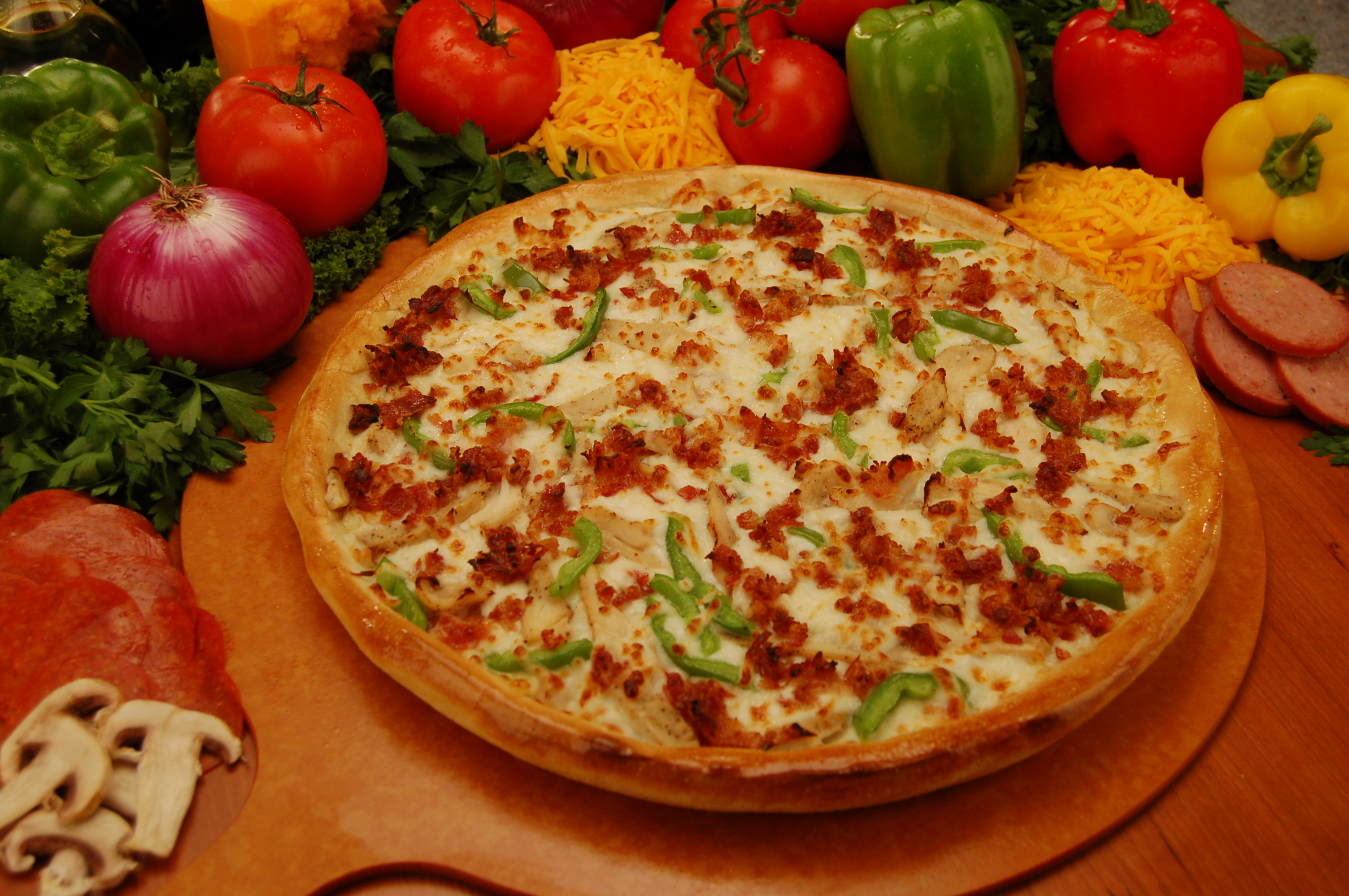 Order Chicken Bacon Ranch Pizza food online from Cheezie Pizza store, Wichita on bringmethat.com