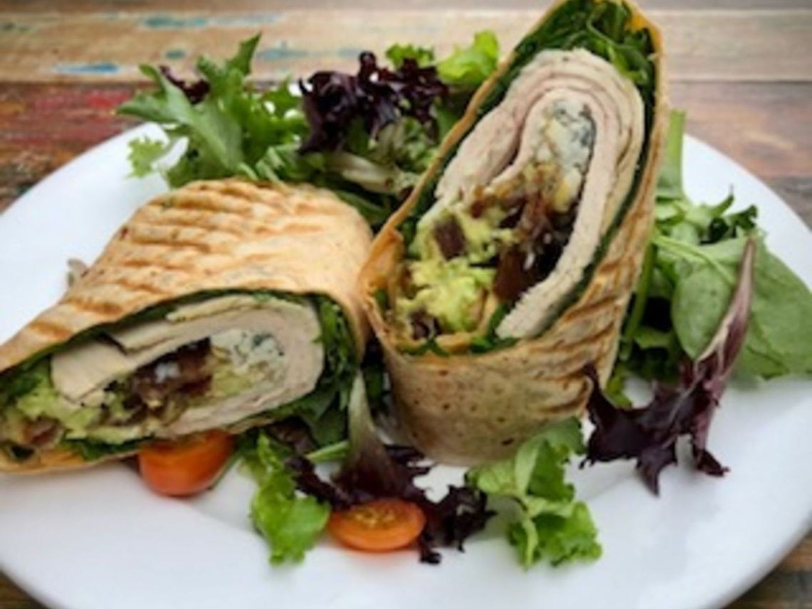 Order Turkey Cobb Wrap food online from Bus stop cafe store, New York on bringmethat.com