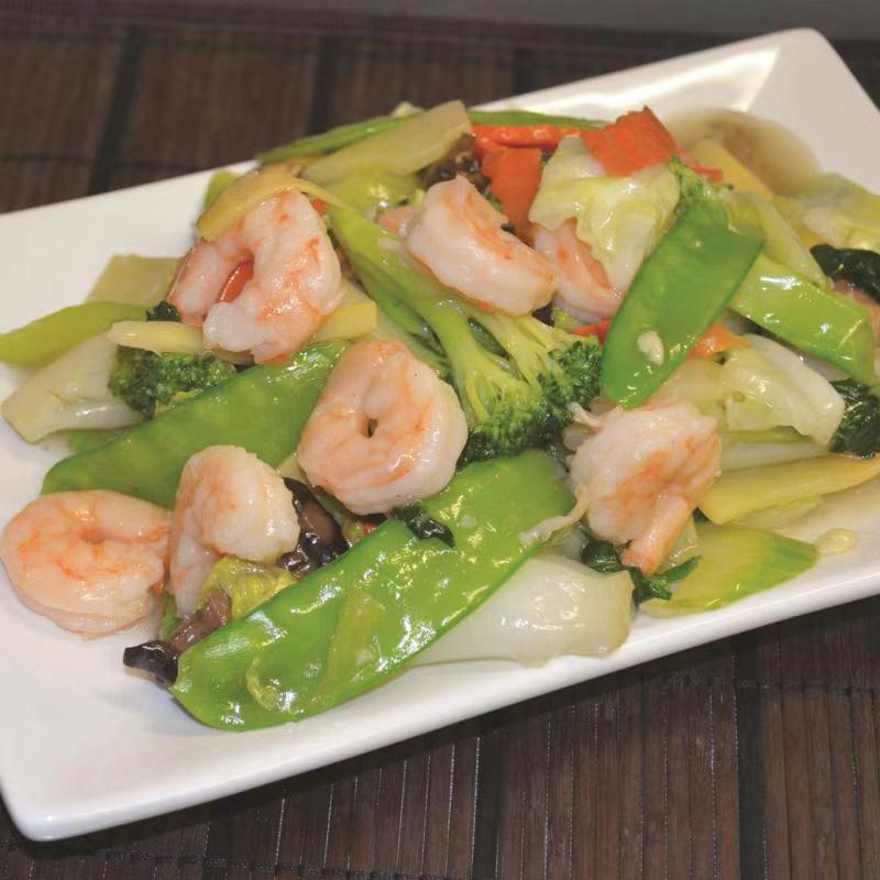Order 230. Prawns with Mixed Vegetables food online from Tsing Tao store, San Francisco on bringmethat.com