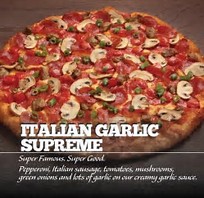Order Italian Garlic Supreme Pizza food online from Round Table Pizza store, San Francisco on bringmethat.com