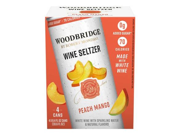 Order Woodbridge Peach Mango White Wine Hard Seltzer - 4x 12oz Cans food online from Goody Goody Liquor store, Addison on bringmethat.com