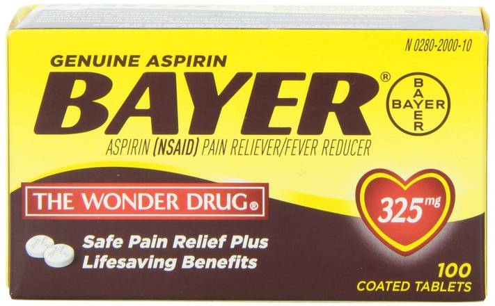 Order Bayer Aspirin Coated Tablets 325mg (100 ct) food online from Rite Aid store, Lockport on bringmethat.com