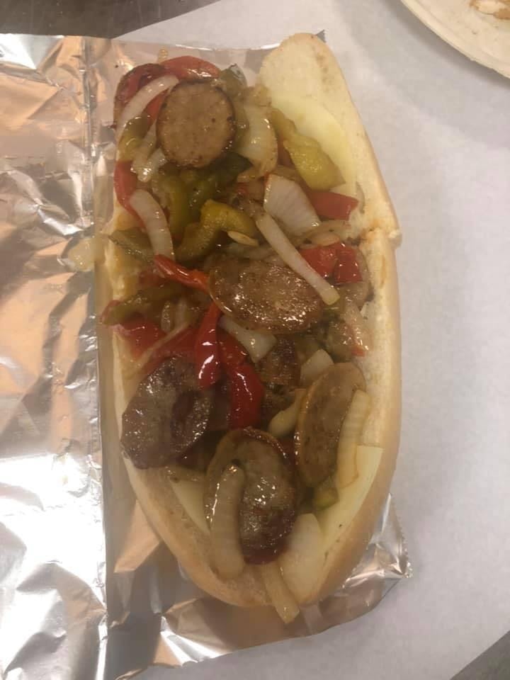Order Sausage, Pepper, Onion & Cheese Sub - Small food online from Phillip's Roast Beef & Pizza store, Rowley on bringmethat.com