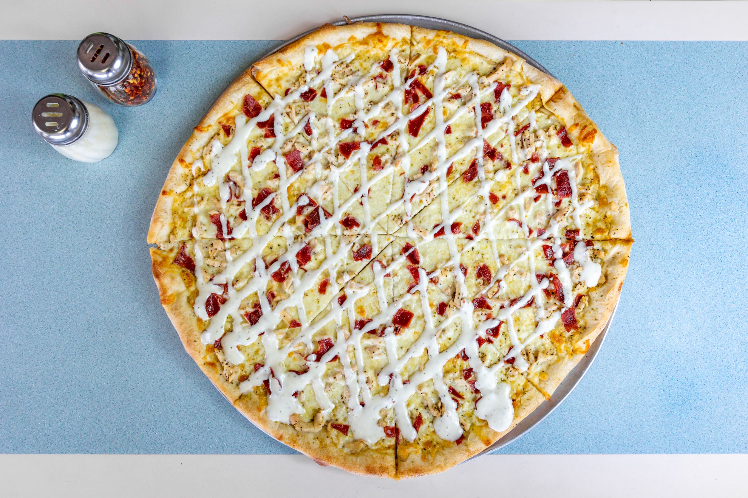 Order Chicken Bacon Ranch Pizza food online from Elias Pizzeria store, East Greenbush on bringmethat.com