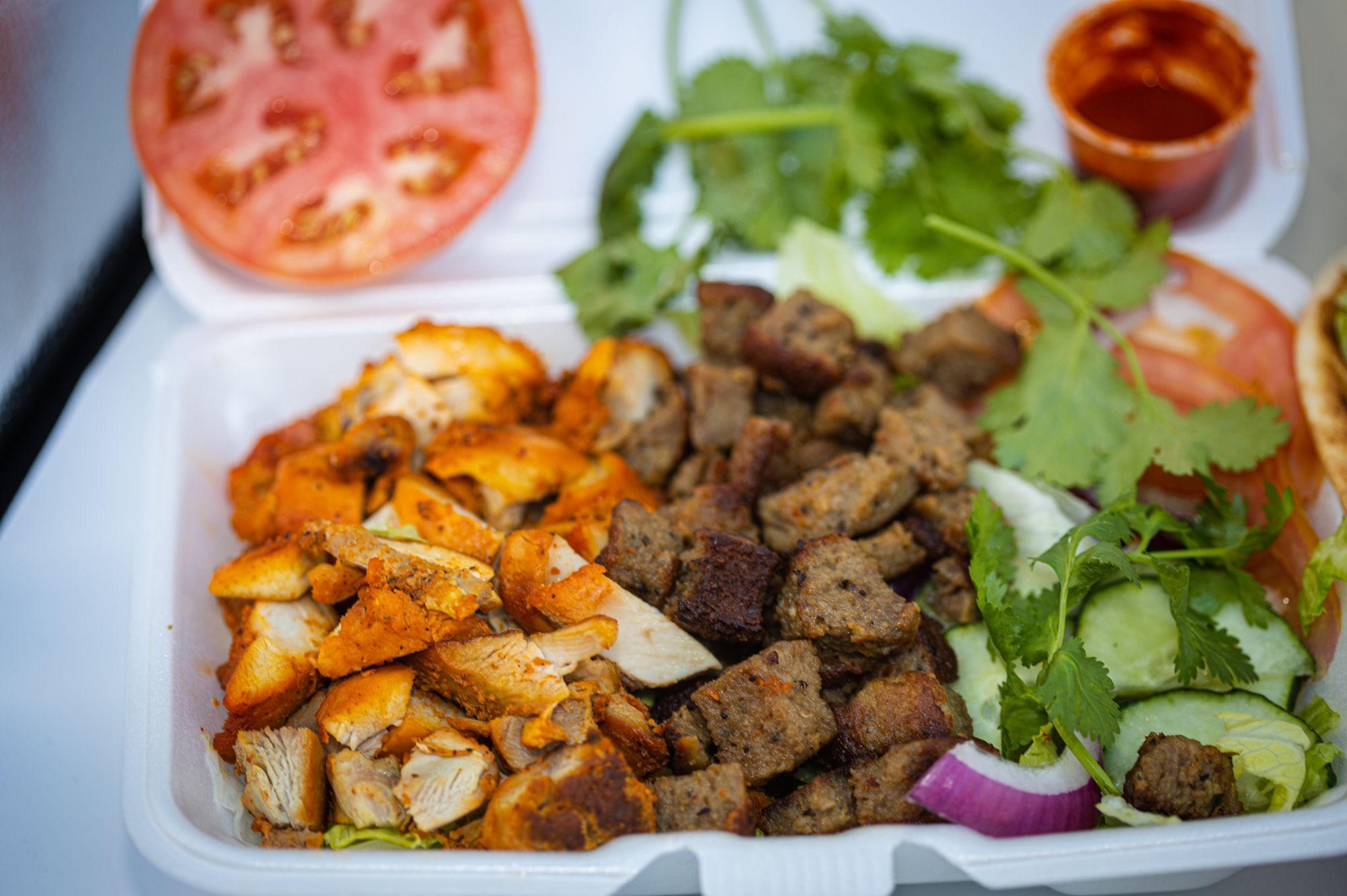 Order Combo Salad Lamb Meat and Chicken with Drink food online from Nyc Style Gyro store, Jersey City on bringmethat.com