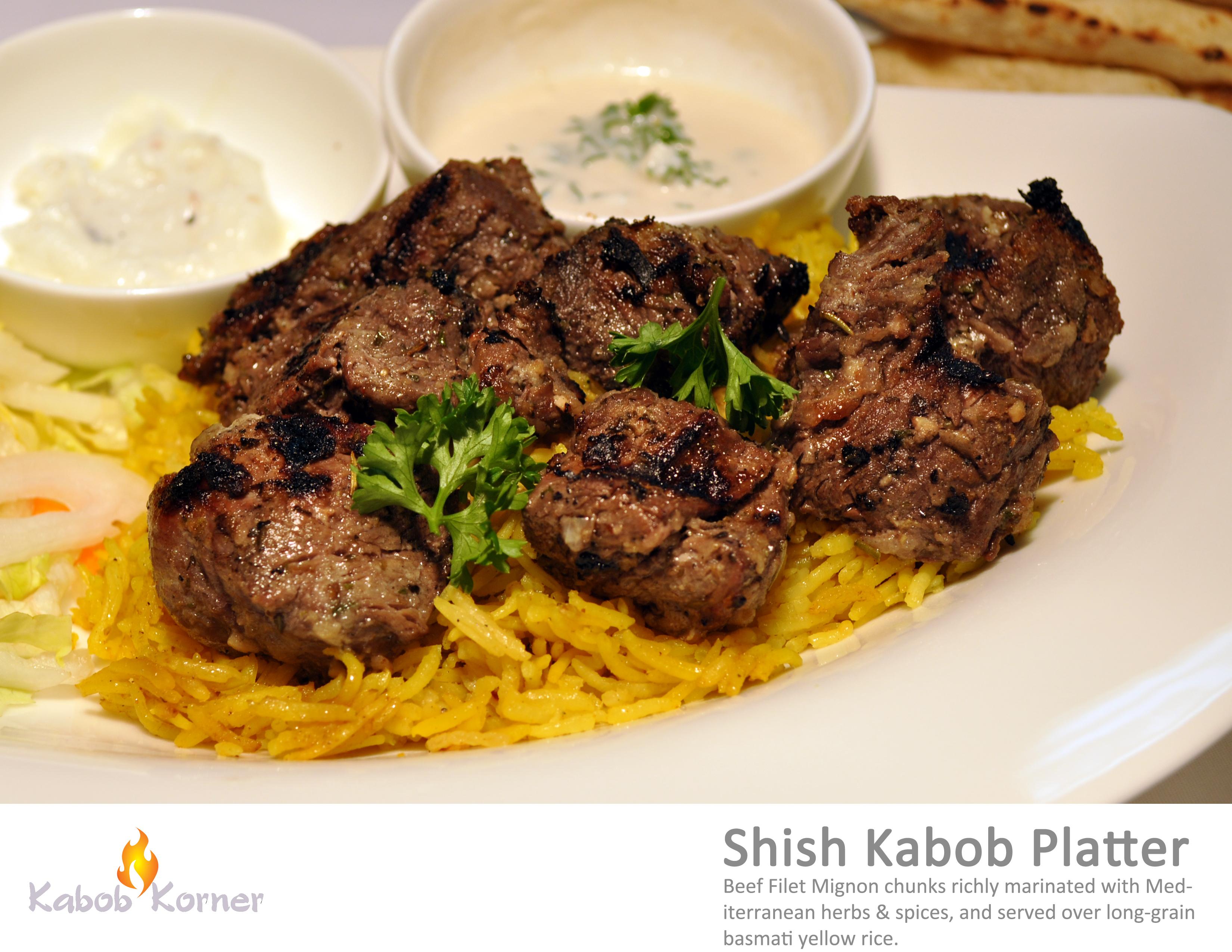 Order SHISH KABOB (STEAK KABOB) food online from Kabob Korner store, Katy on bringmethat.com