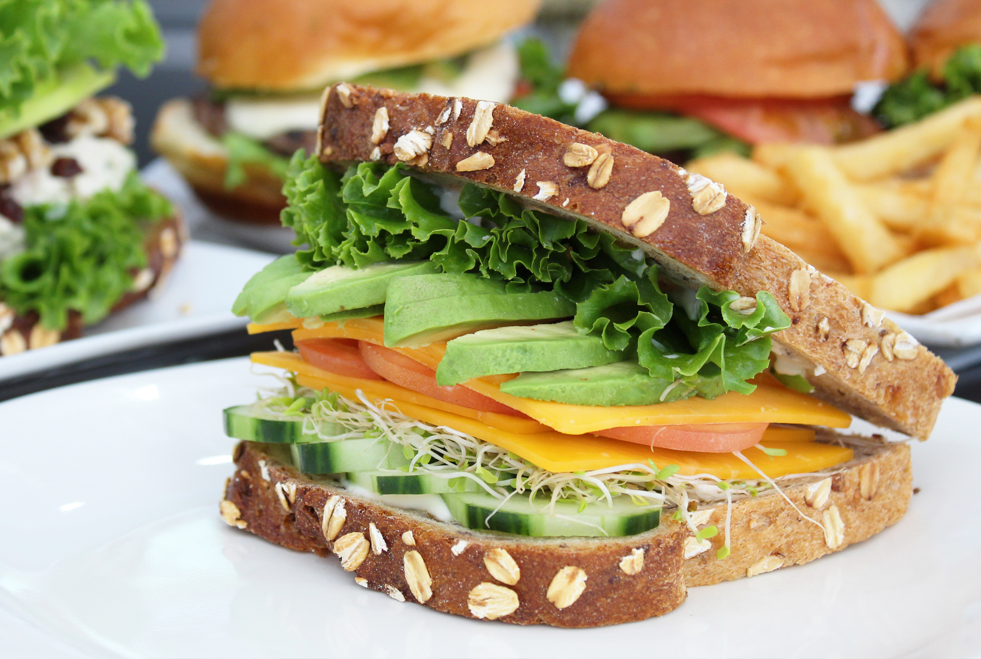 Order 1V. Avocado-English Cheddar Sandwich (v) food online from Green Cafe store, New York on bringmethat.com