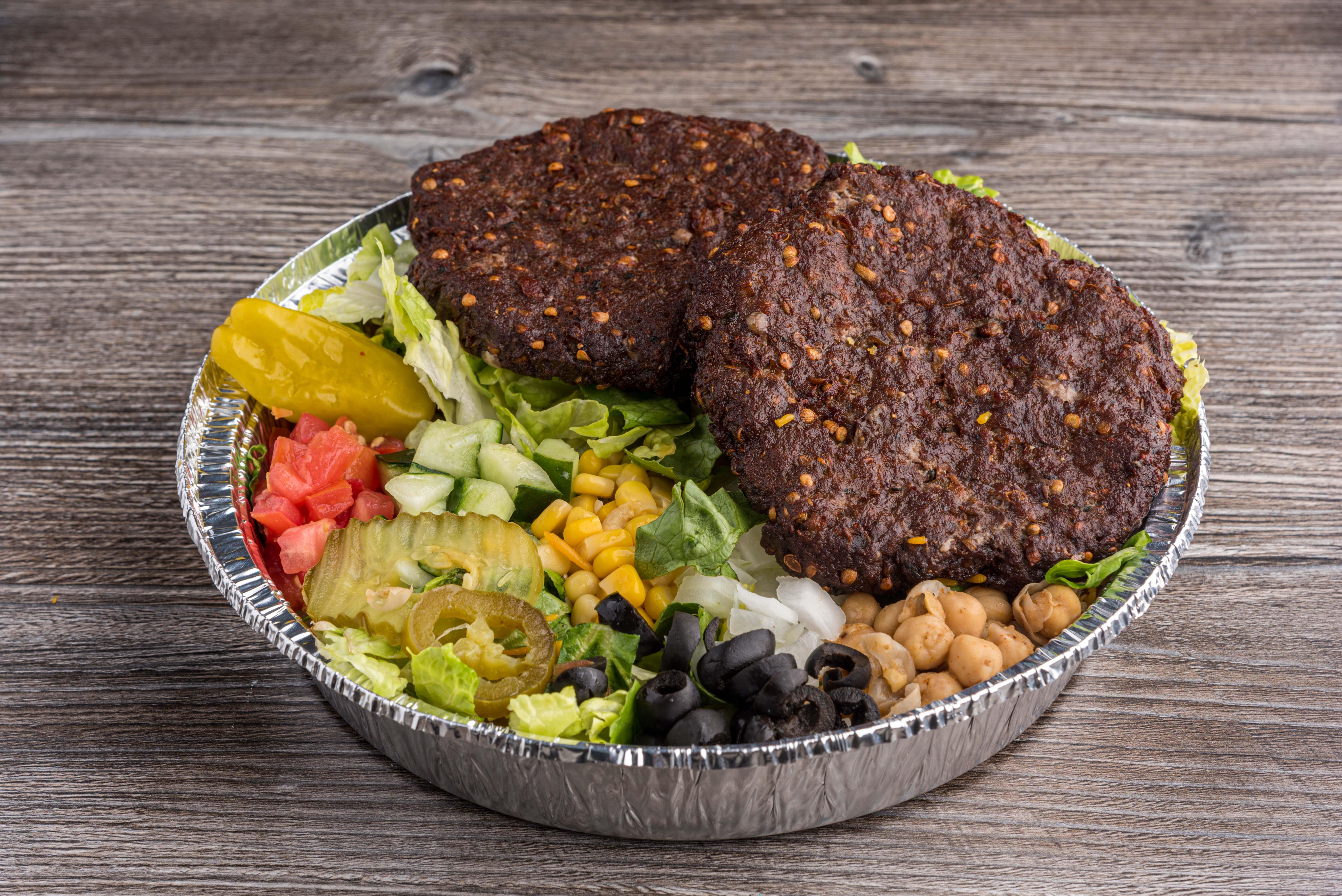 Order Chapli Kabab Over Rice Platter food online from Gyro hut store, Houston on bringmethat.com
