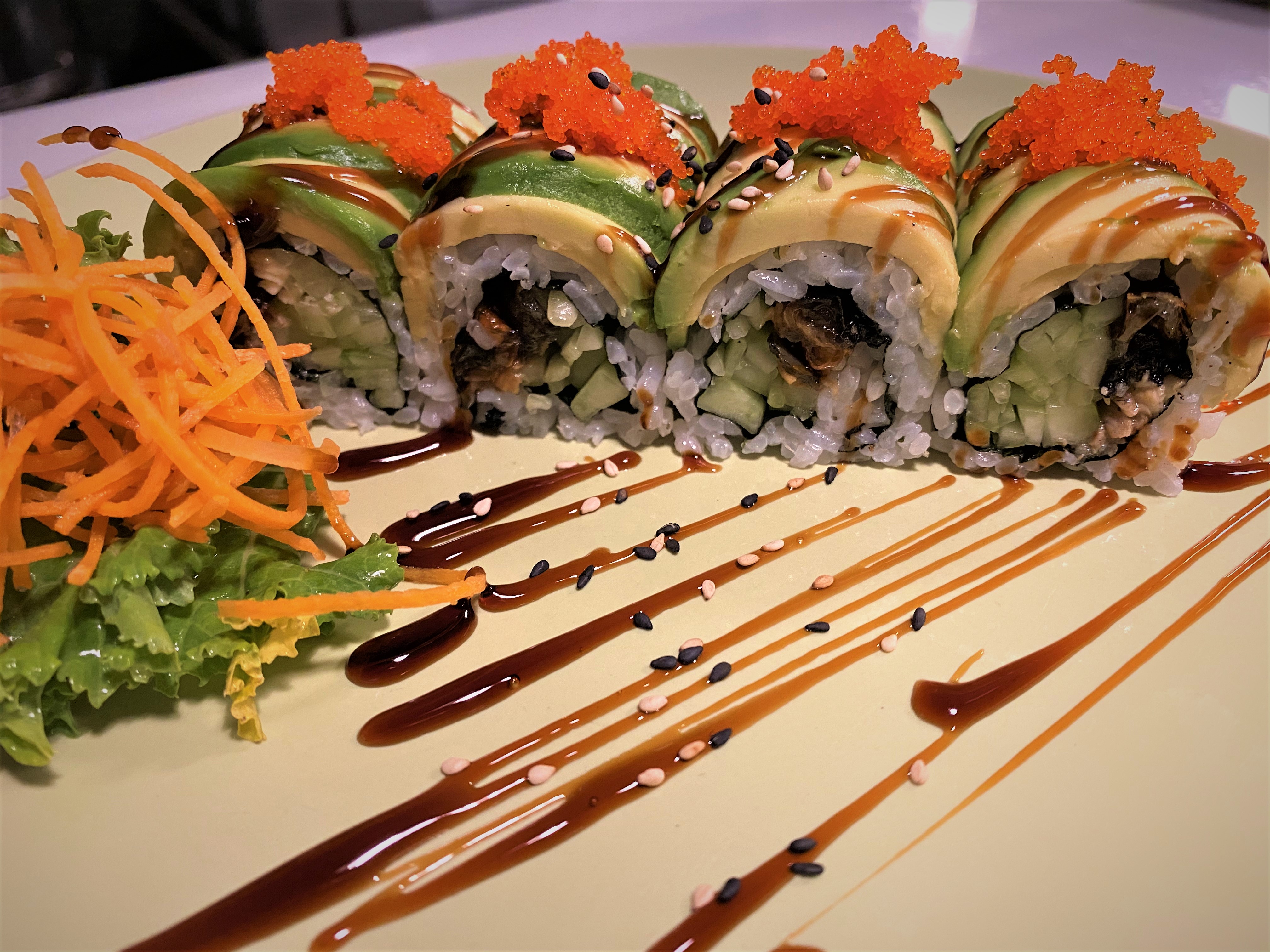 Order Green Dragon Roll food online from Bluefin Sushi store, Denville on bringmethat.com